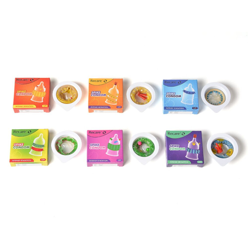 Recare Spike Condom Pink (з кульками та рядами шипів)
