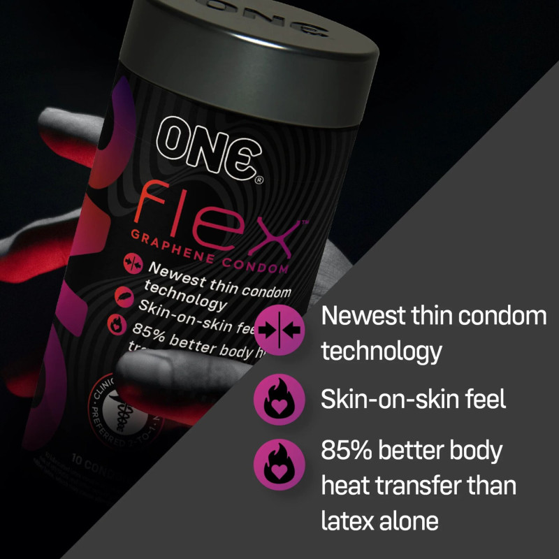 ONE Flex Graphene, 10 шт, супертонкие, очень прочные, подарочная упаковка-тубус