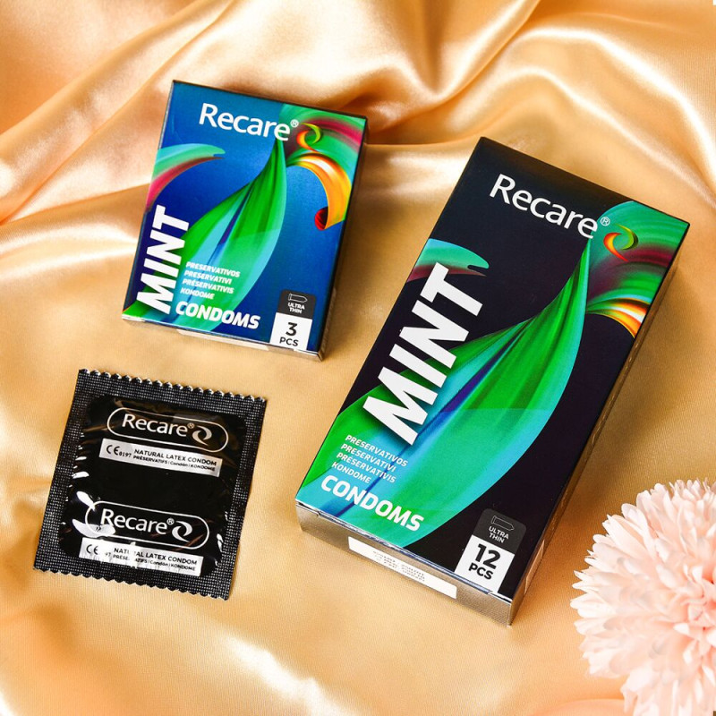 Holographic Recare Ultra Thin Mint Condoms 3шт, ультратонкі, аромат: м'ята