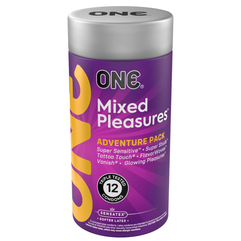ONE Mixed Pleasures, 12 шт, 6 видів, подарункове паковання-тубус