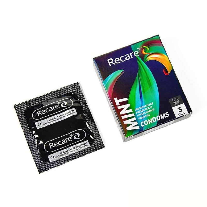 Holographic Recare Ultra Thin Mint Condoms 3шт, ультратонкі, аромат: м'ята