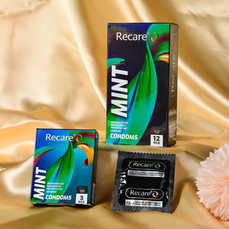 Holographic Recare Ultra Thin Mint Condoms 3шт, ультратонкі, аромат: м'ята