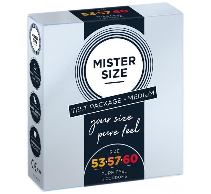 Набір Mister Size - pure feel - 53–57–60 (3 condoms), 3 розміри, товщина 0,05 мм