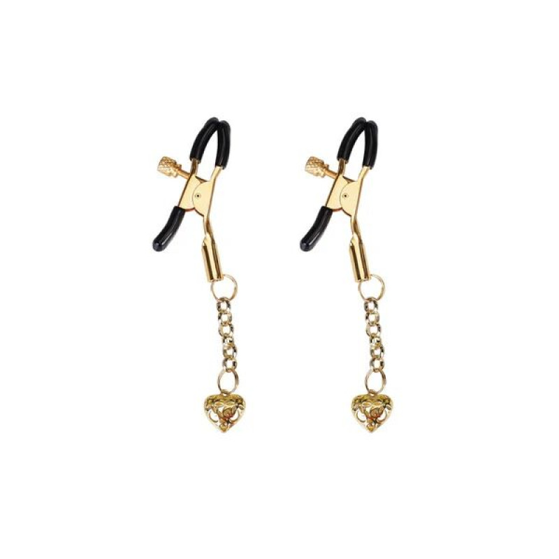 Затискачі для сосків Liebe Seele Hollow Heart Nipple Clamps Gold