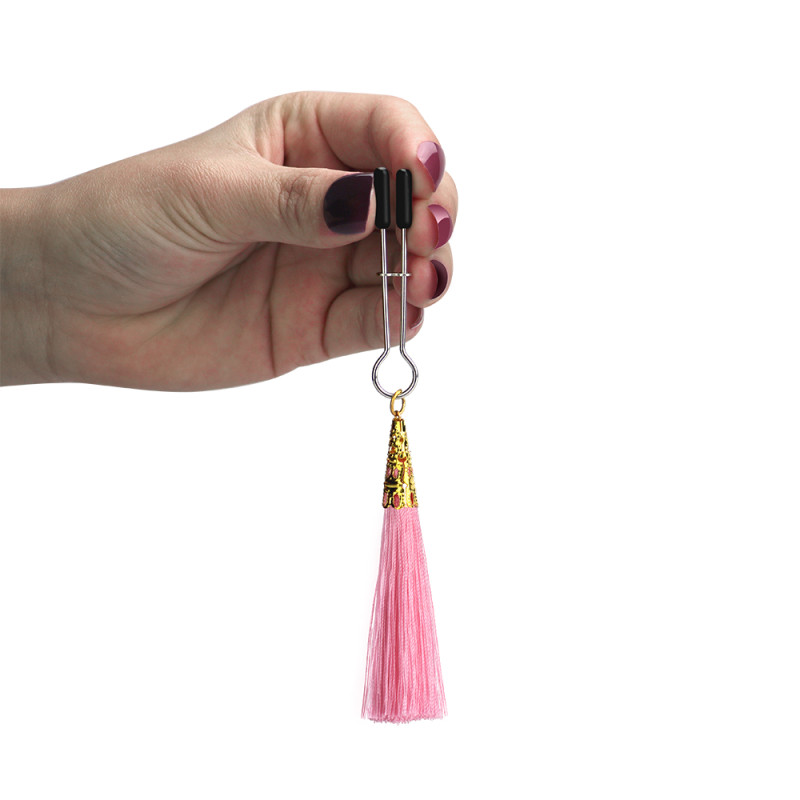Зажимы для сосков LoveToy Bondage Fetish Glamor Tassel Nipple Clamp Pink
