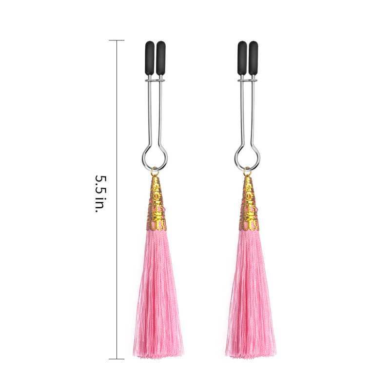 Зажимы для сосков LoveToy Bondage Fetish Glamor Tassel Nipple Clamp Pink