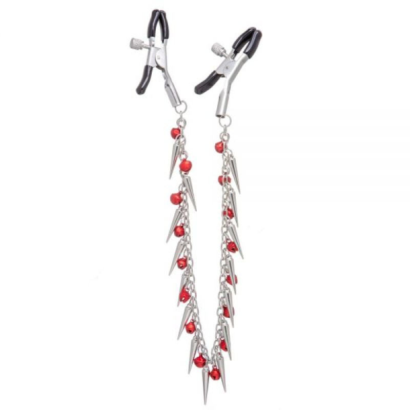 Затискачі на соски Lucky Bay Nipple play Chain Red Bell and Spike