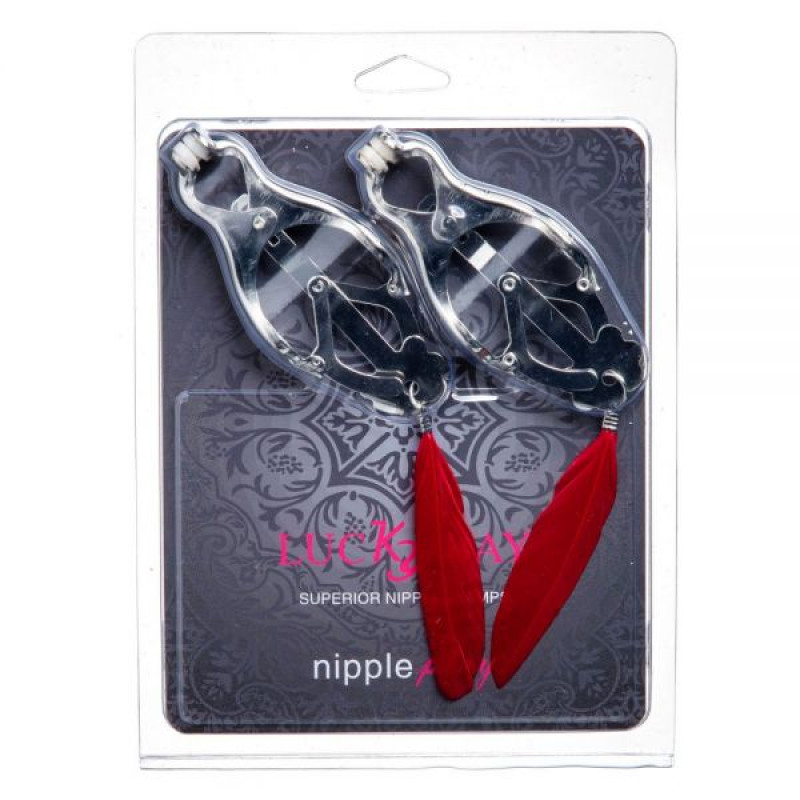 Затискачі на соски Lucky Bay Nipple play кабали пір'їни Червоні