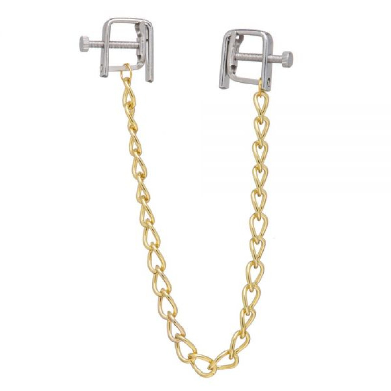 Затискачі на соски Lucky Bay Nipple play квадратні Gold Cnain