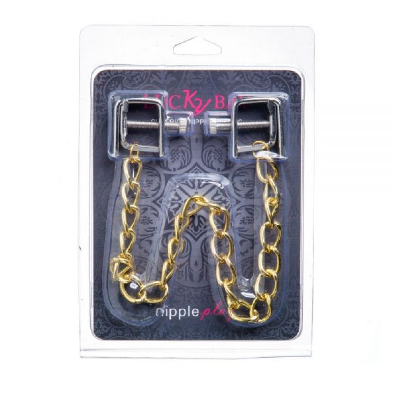 Затискачі на соски Lucky Bay Nipple play квадратні Gold Cnain