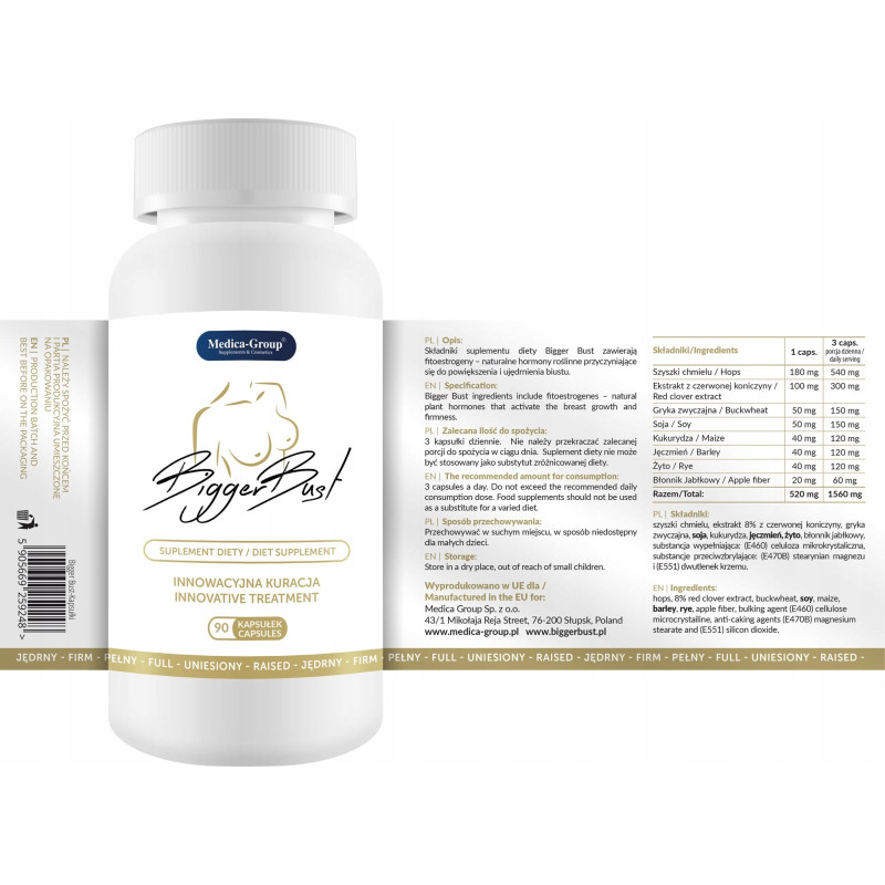Таблетки для увеличения груди Medica Group 90 капсул