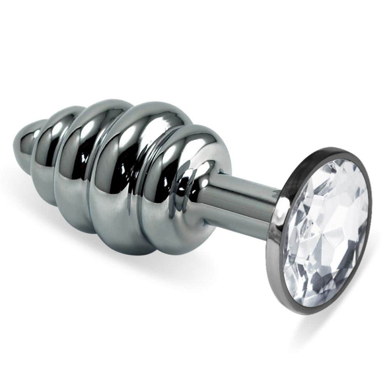 Анальна пробка LoveToy Heavy Metal Anal Plug Silver Rosebud Spiral Red